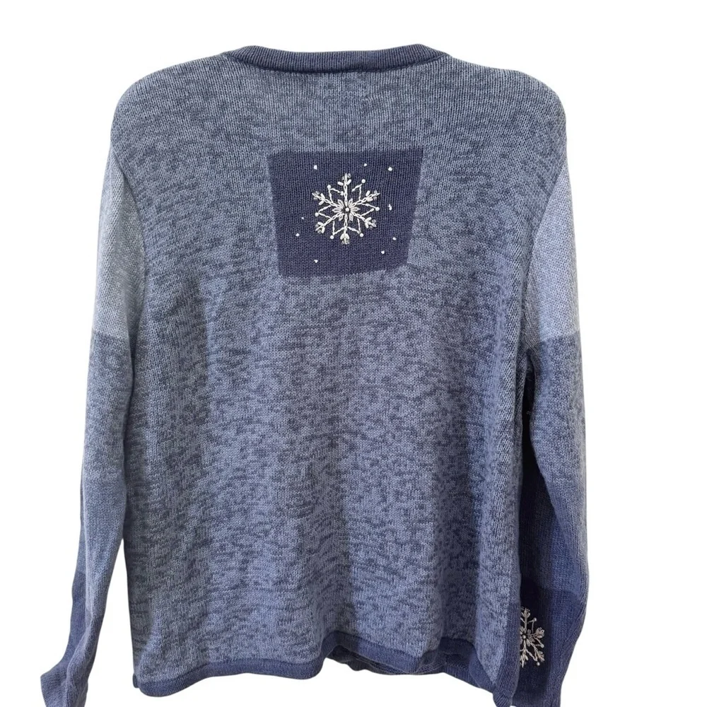 Vintage Breckenridge Snowflake Blue Sweater Cardigan Winter Holiday Size L - Picture 4 of 7